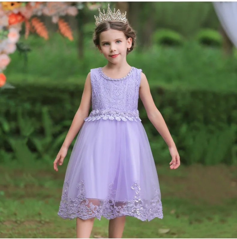 

Girl Lace Princess Dress 2-12Y Children Beading Gauze Ball Gown For Girls Kids Birthday Party Tutu Custome Vestidos