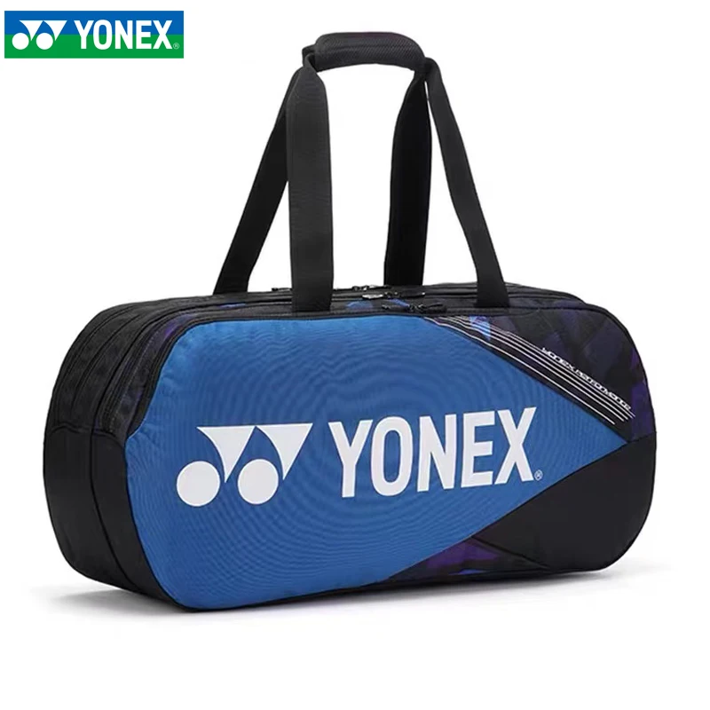 Tour Edition YONEX Badminton Racket Bag Large Collection Tournament Bag Shoe Storage Pocket Holds 2 Tennis Racquets Fine Blue
