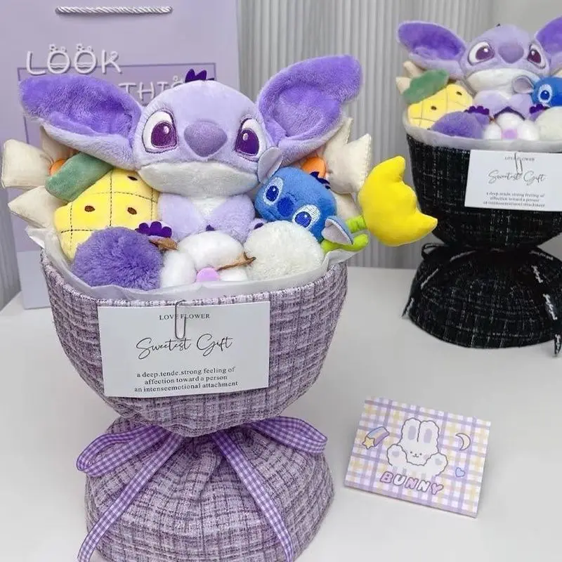 

Disney Toy Purple Lilo&stitch Plush Bouquet Stuffed Super Soft Kids Doll Xmas Birthday Valentine Graduation Girl Gift High Sense