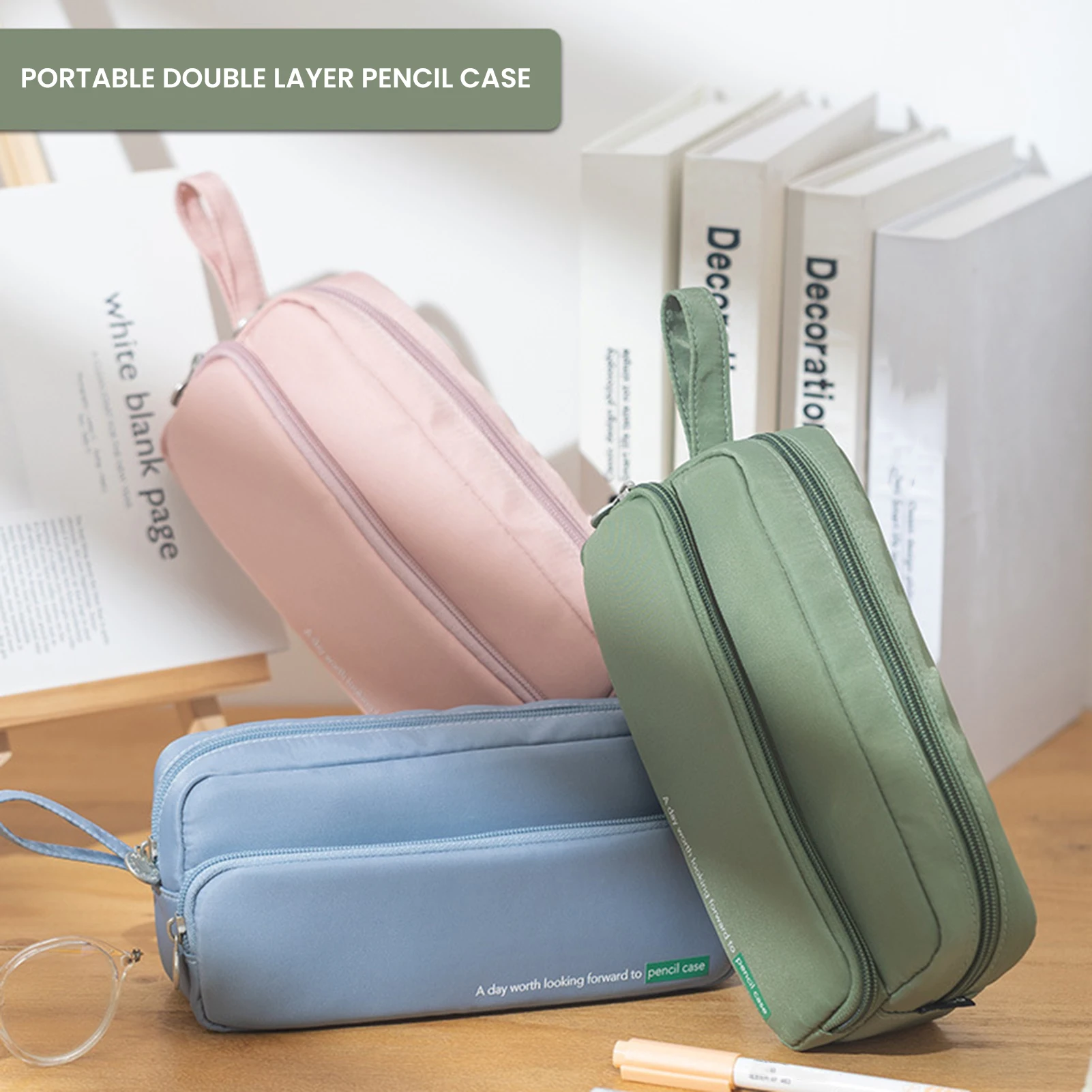 

1PCS Pencil Bags Stationery Organizer with Zipper Practical Easy to Open and Close Pen Box Ideal Gift for Stationary Lovers FL