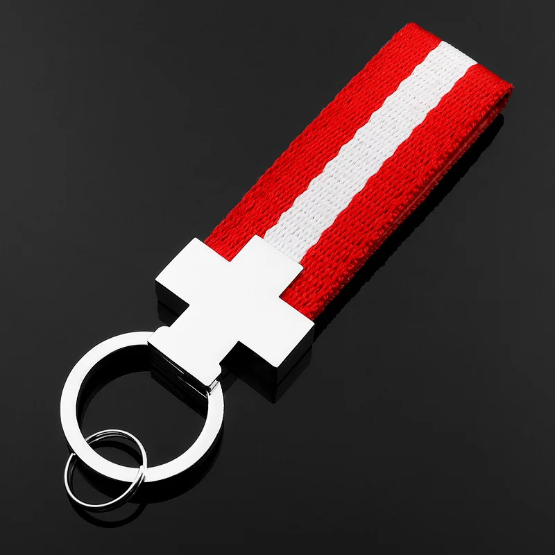 

Модный текстильный брелок в полоску с вышивкой, 3 цвета, автомобильный брелок для BMW M, Mercedes benz AMG, Volkswagen, Audi a4, автомобильные аксессуары