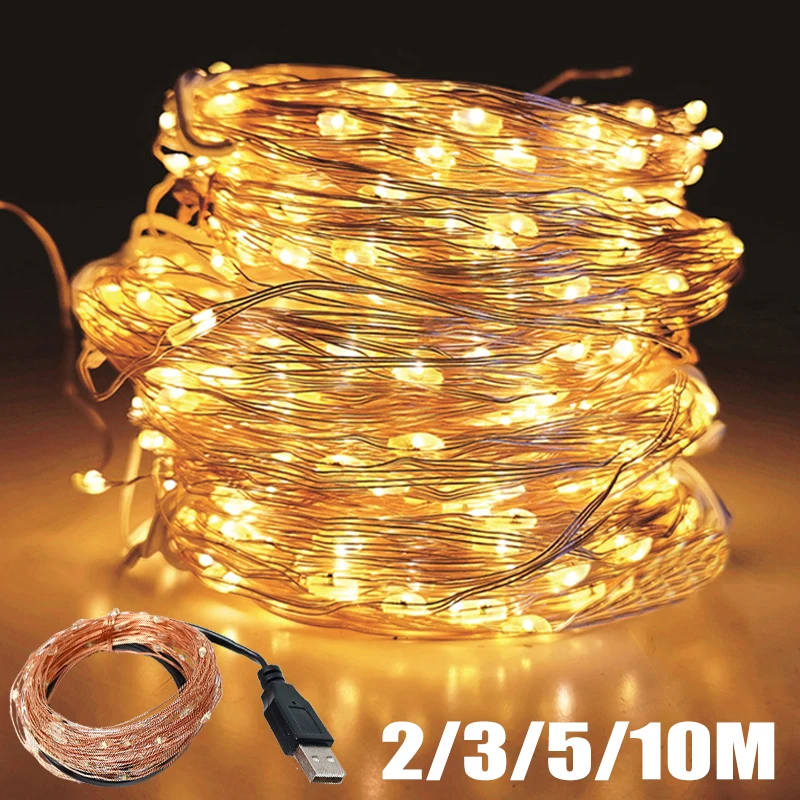 

100 LED Copper Wire Fairy Lights String USB/Battery Waterproof Garland Light Christmas Birthday Wedding Home Party Decoration