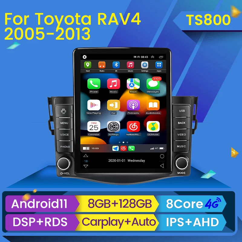 2din Android 11 Carplay для Tesla вертикальное автомобильное радио стерео Toyota RAV4 Rav 4 2005-2013