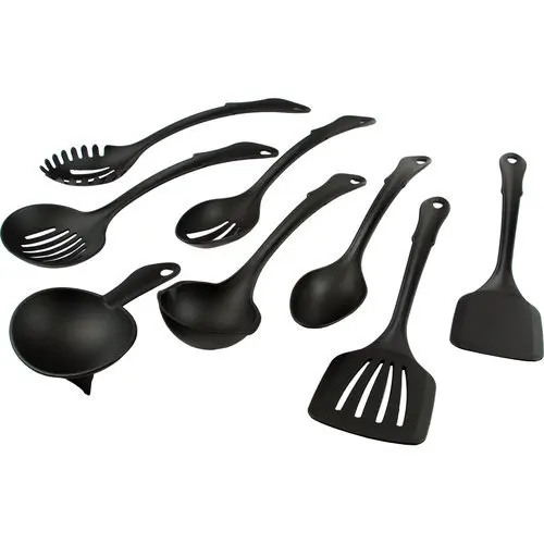 

8-Piece Nylon Kitchen Utensil Set with Connector Ring, Black