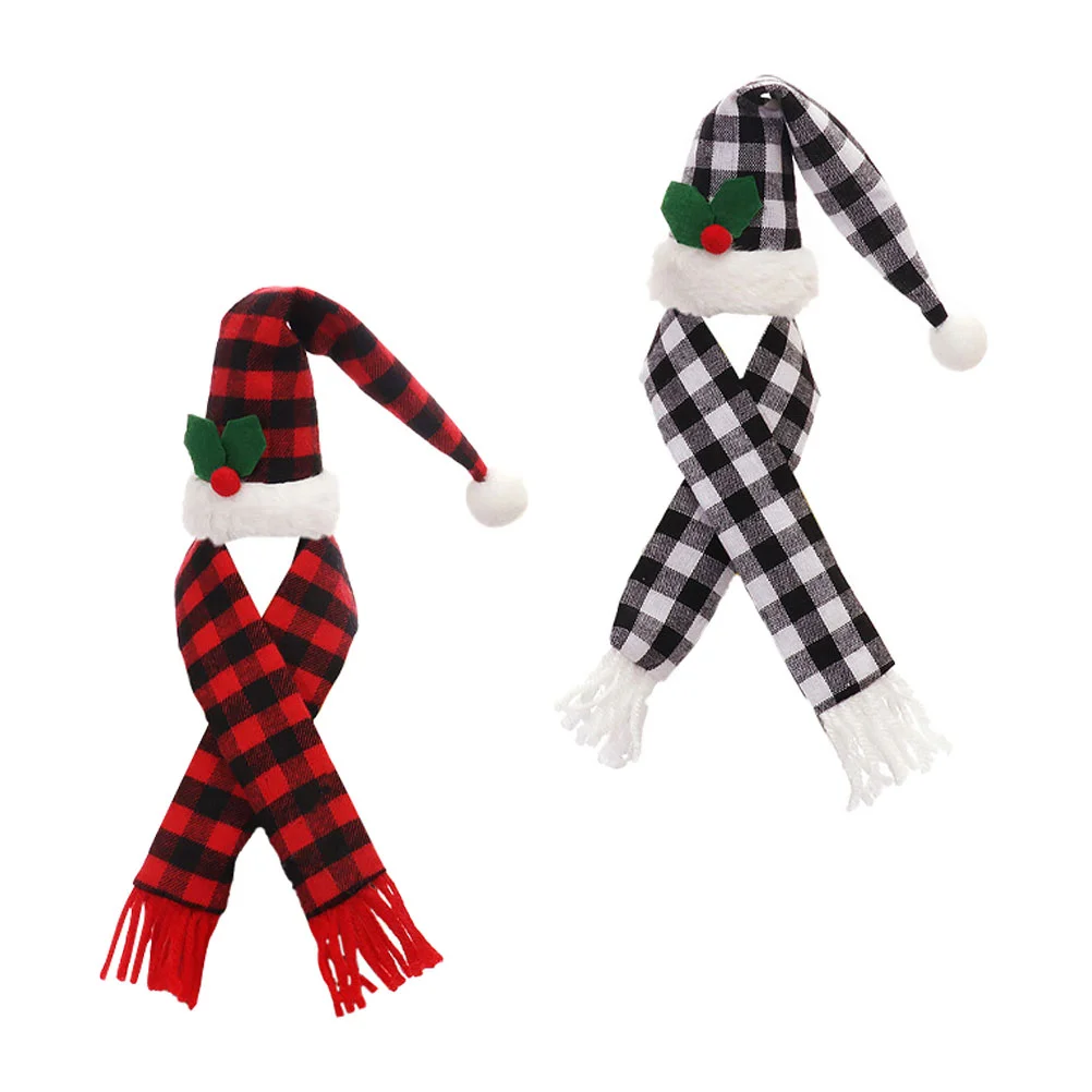 

Bottlechristmas Covers Cover Santa Hat Xmas Scarf Decoration Holiday Centerpiece Table Decorations Topper Bag Mini Plush