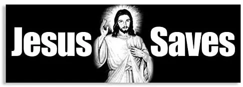 

For JR Studio 3"x9" Jesus Saves Black Bumper Decal Christian Fun Catholic Religious Vinyl Car Sticker