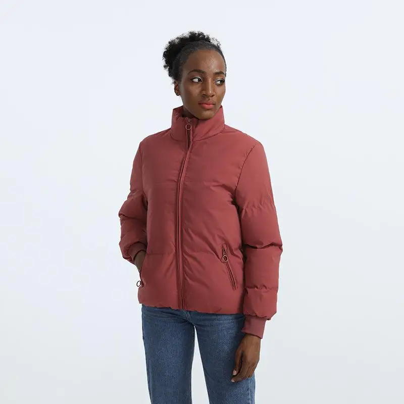 Autumn and Winter New 2021 Women's Casual Long-sleeved Jacket Solid Color Cotton Jacket Bread Jacket Stand Collar Cotton Jacket