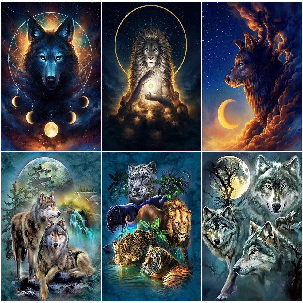 

Full Round Diamond 5D diamond painting animal Wolf Elephant diamond embroidery kit mosaic painting diy children gift