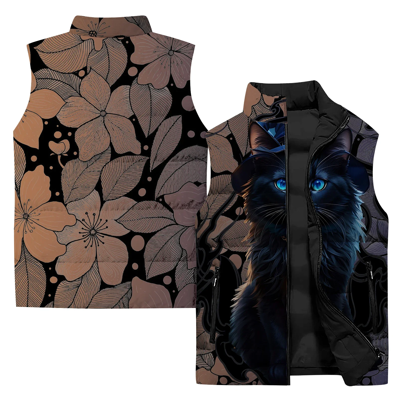 Мужской зимний жилет без рукавов куртка с принтом котенка и кролика мужские