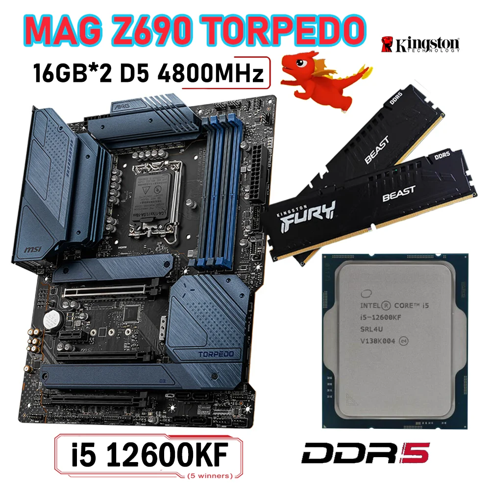

12600KF MSI Z690 TORPEDO Motherboard LGA 1700 CPU + 12600KF CPU + DDR5 4800MHz 32GB Desktop Z690 Gaming Mainboard 1700 ATX New