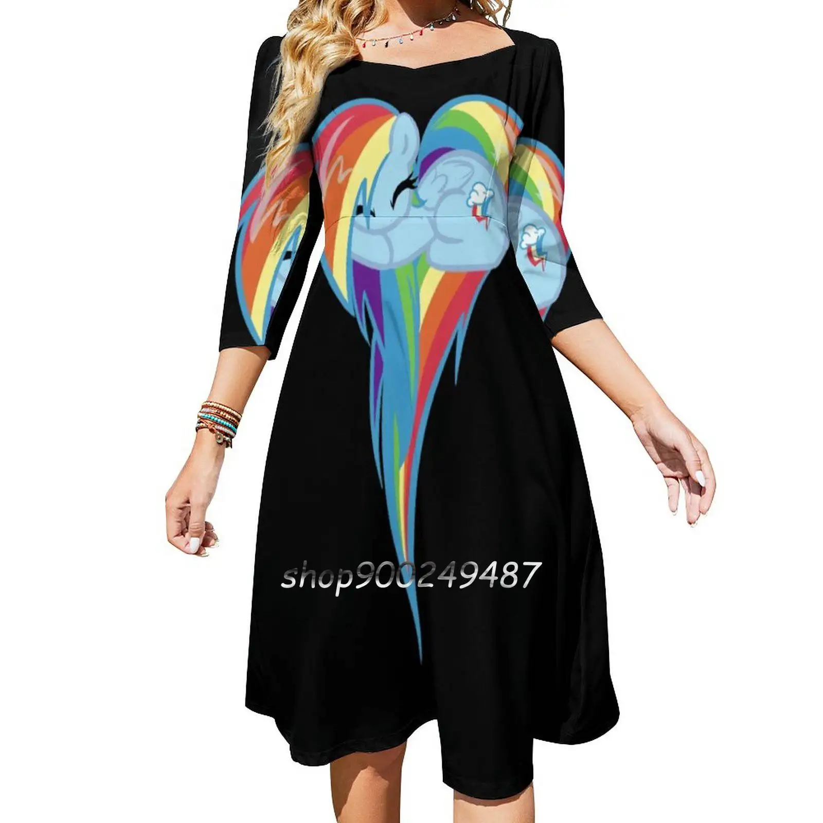 Радужное платье-клеш с сердцем Даши платье квадратным вырезом элегантное