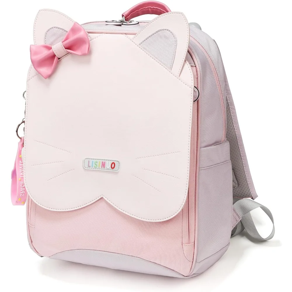 

Рюкзаки для девочек, рюкзак для школы для детей 6-8 лет, сертифицированный CPSC, милый подарок с подвеской (фиолетовый кот)