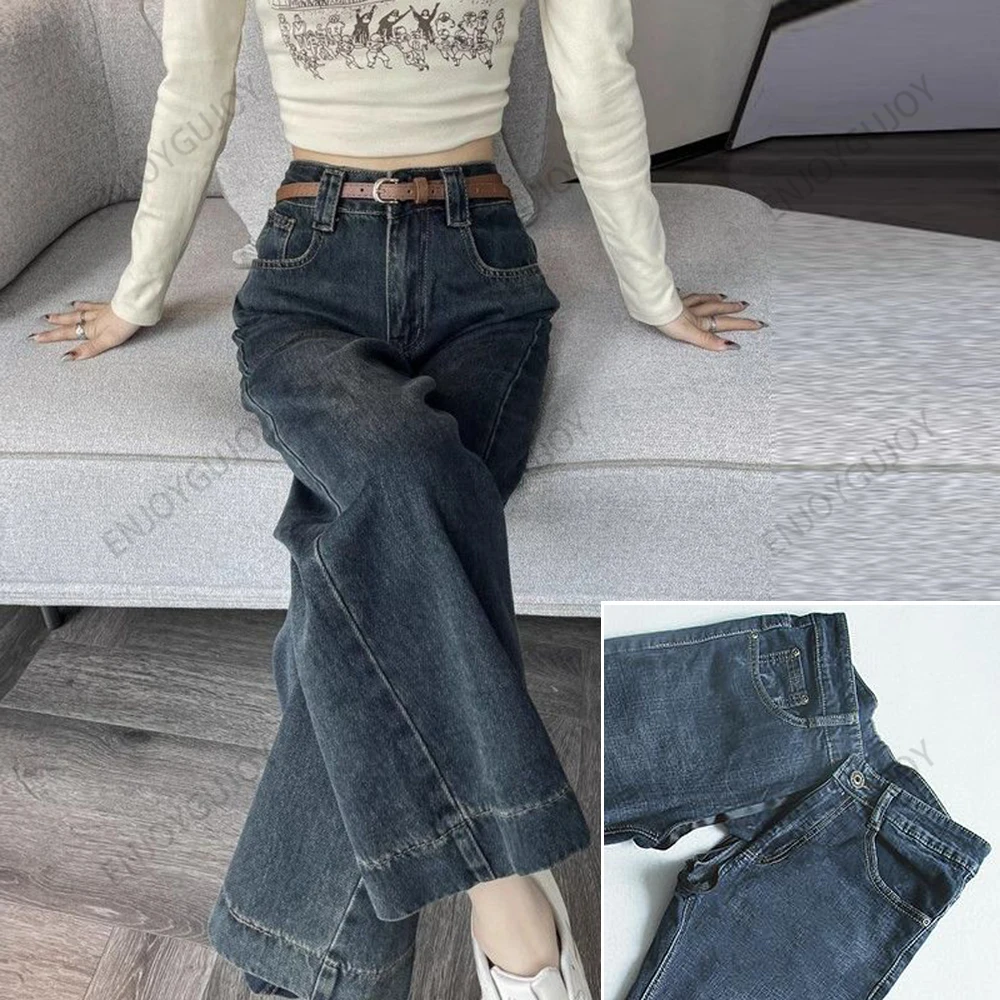 Женские джинсы Seven Eight Points с широкими штанинами Повседневная джинсовая одежда