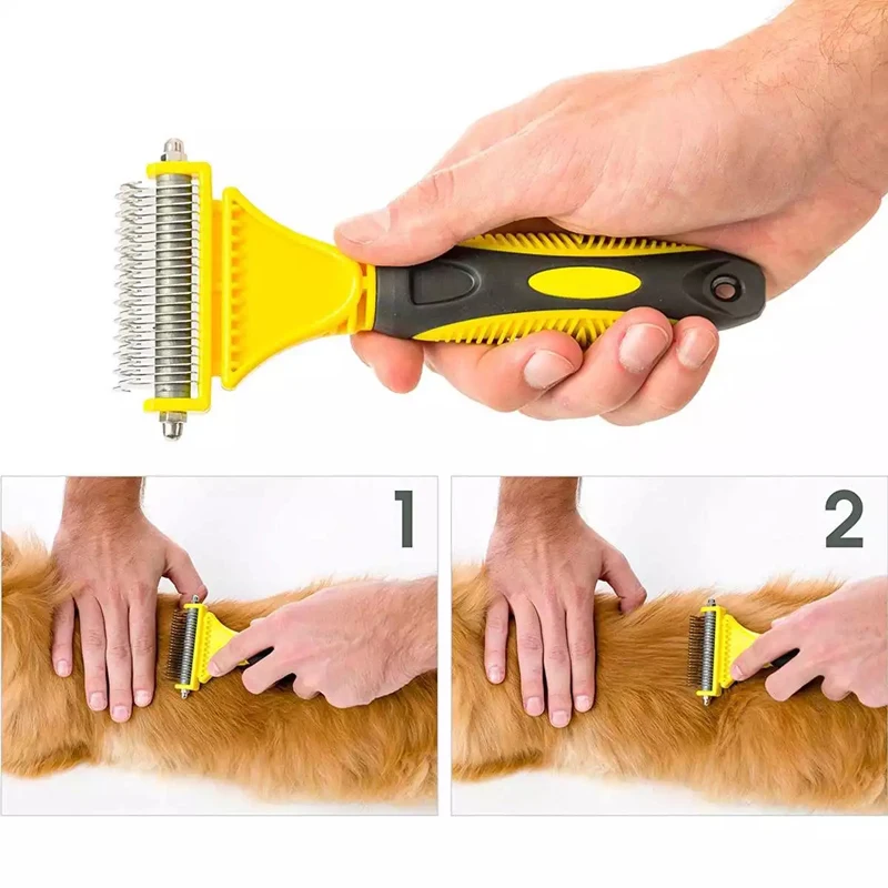 

New Safe Dog Dematting Comb Cat Hair Brush Double Sided Fur Knot Cutter Dog Grooming Shedding Tools for Pet Hair Tangles Removal
