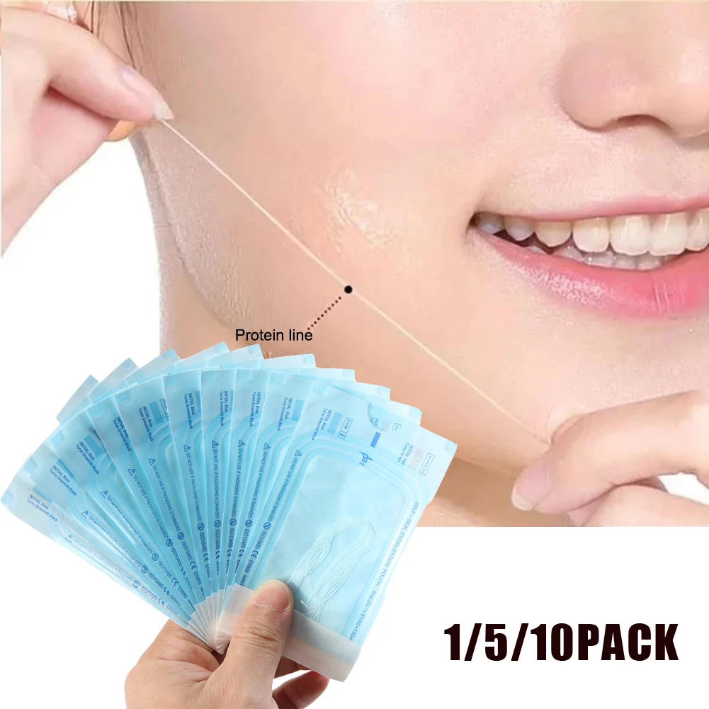 

5 пакетов/60 шт./10 пакетов/120 шт. протеиновая нить без иглы Золотая протеиновая линия протеиновая резьба впитывающая против морщин уход за кож...