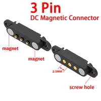 30pcs 3p new magnetic connector 3pin pitch 2 5 mm spring loaded pogopin male female contact dc power socket with screw holes