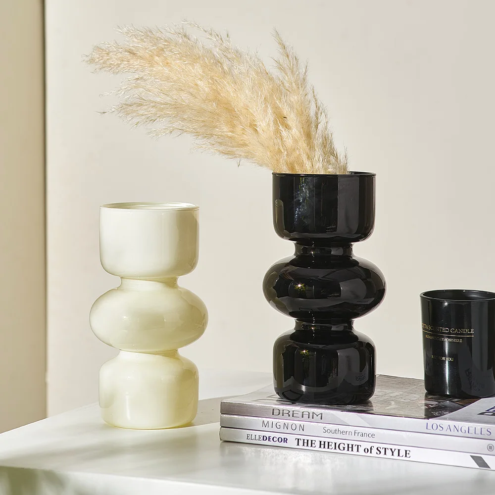 

Nordic Decor Vases Table Decorative Colored Transparent Glass Vase Living Room Desk Bookshelf Dried Flower Home Decoration