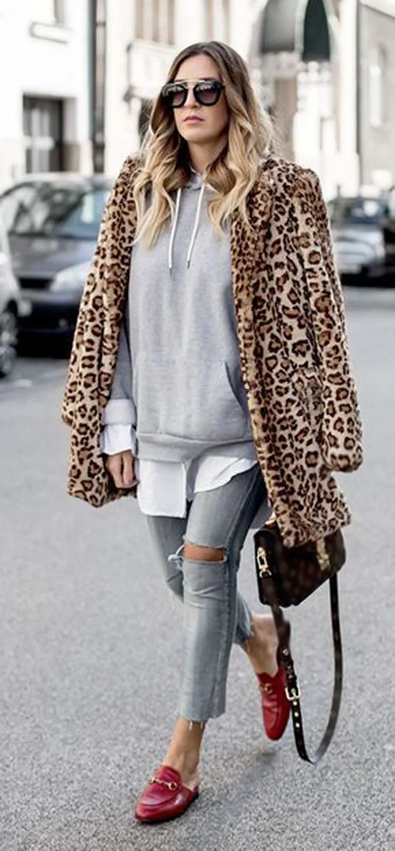 Women's Leather Fur Coat Fashion Faux Fur Coat Women's Faux Fur Leopard Coat Faux Fur Coat