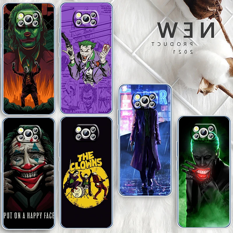 

Anime Luxury Joker LoGo Phone Case For Xiaomi Mi Poco X4 X3 X2 NFC F4 F3 F2 GT M5 M5s M4 M3 Pro C40 C3 5G Transparent Funda