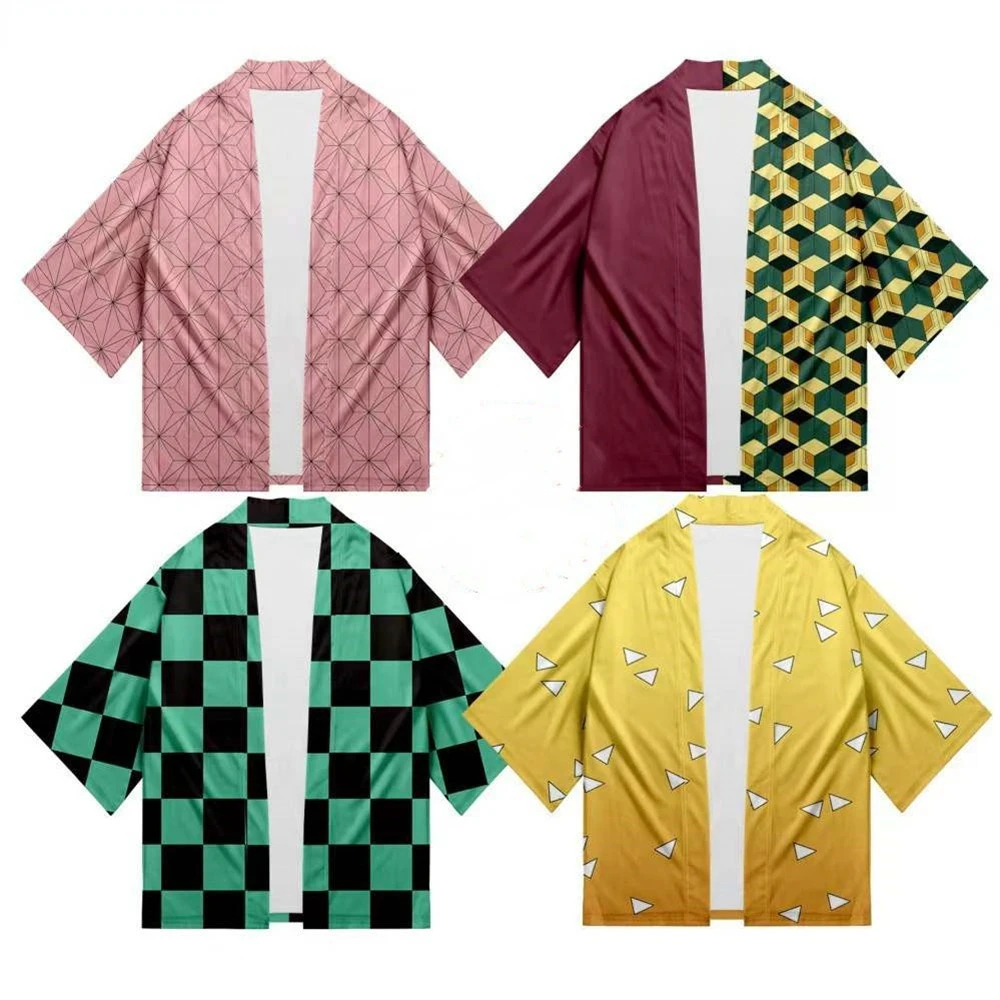 

Women/Men Summer Casual Cool Streetwear Demon Slayer Kimetsu no Yaiba Print Japanese Anime Kimono Haori Yukata Cosplay