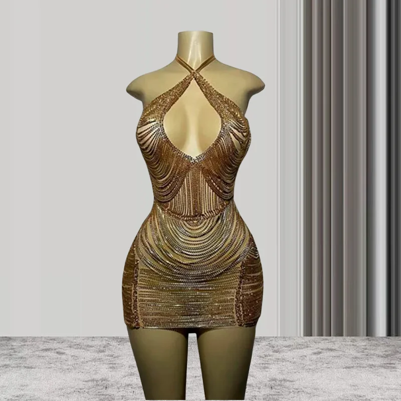 

Luxury Halter Sleeveless Real Cocktail Dresses Gowns Gold Mini Short Black Girl Prom Dresses For Birthday Party