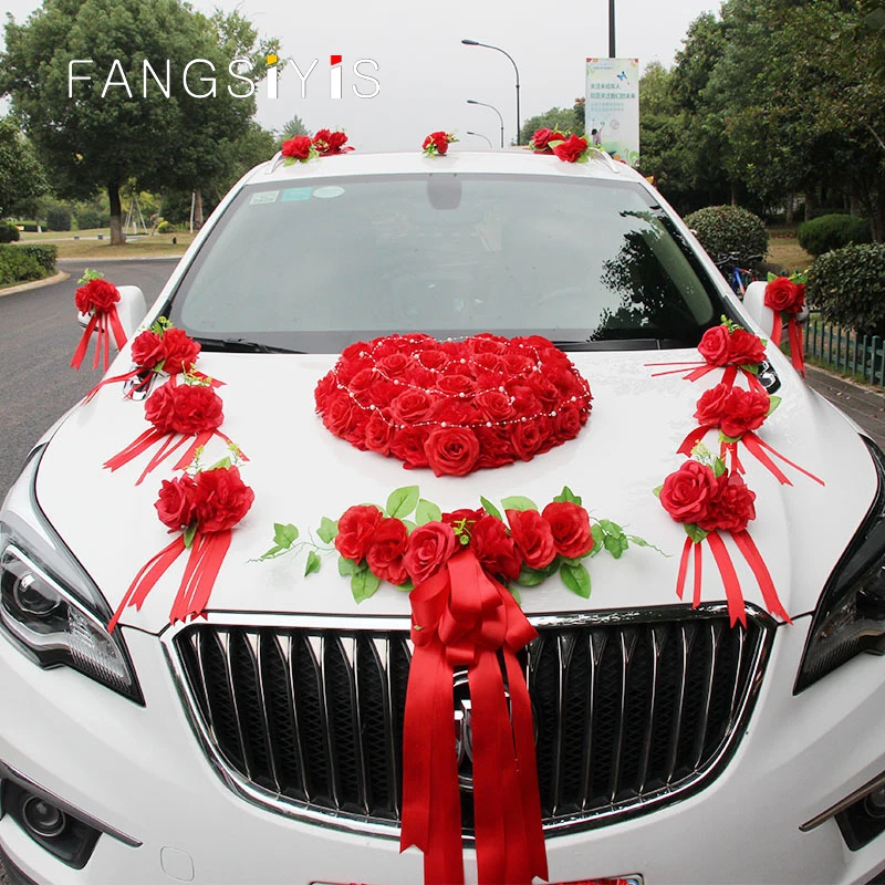 Свадебный мастер, свадебный автомобиль, семейная команда, фронтальный цветок, медведь, кукла, забавная имитация, плавучий дизайн