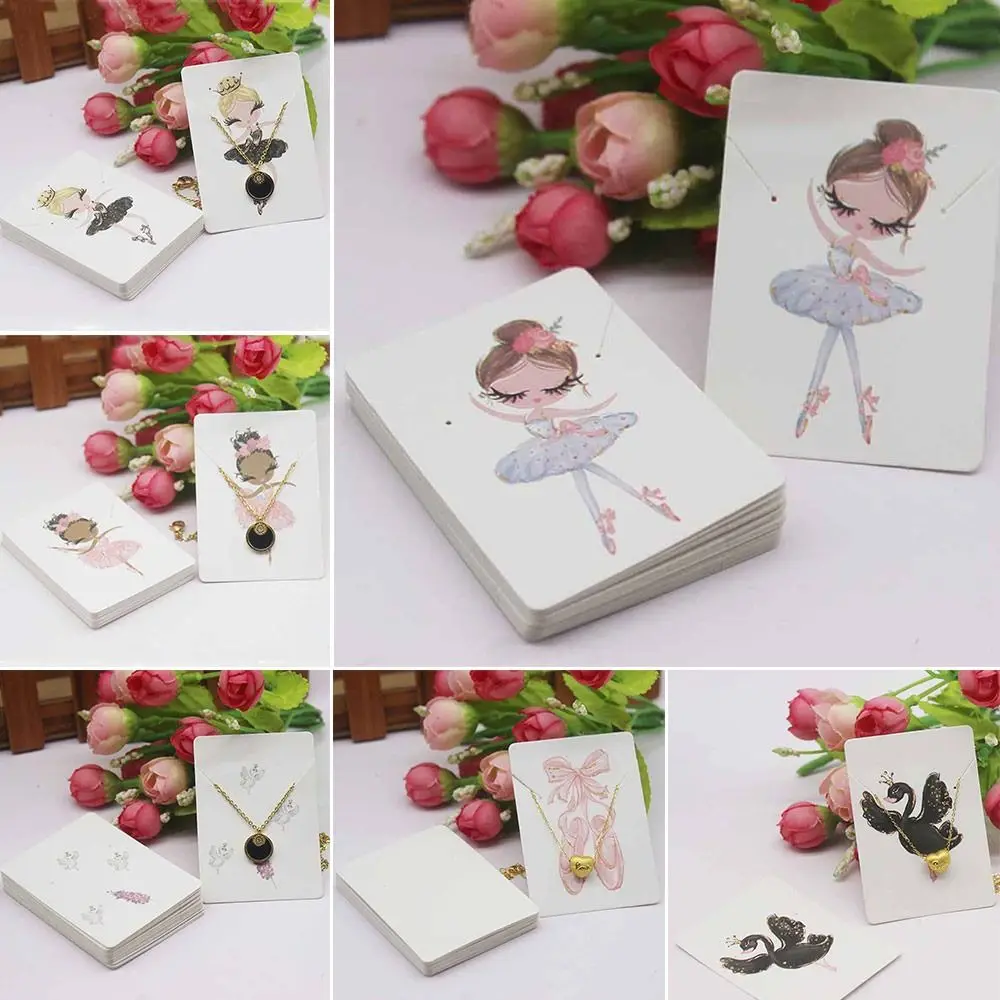 

DIY Package Label Retail Accessories Display Tool Packing Card Cartoon Swan Tag Ballet Girl Jewelry Display Cardboard