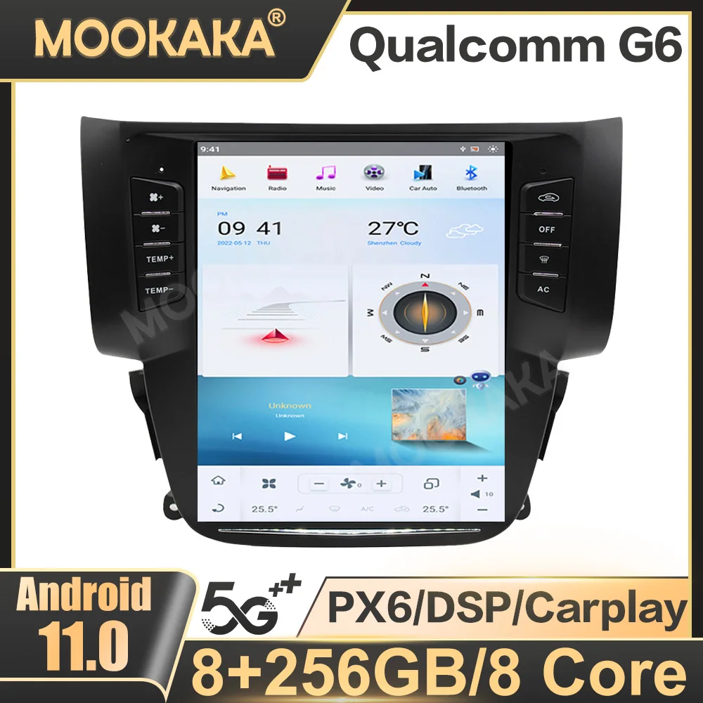 

For NISSAN Sylphy 2012-2017 Car Radio Tesla Syle Multimedia Player GPS Navigation DSP Stereo Video Carplay Head Unit PX6