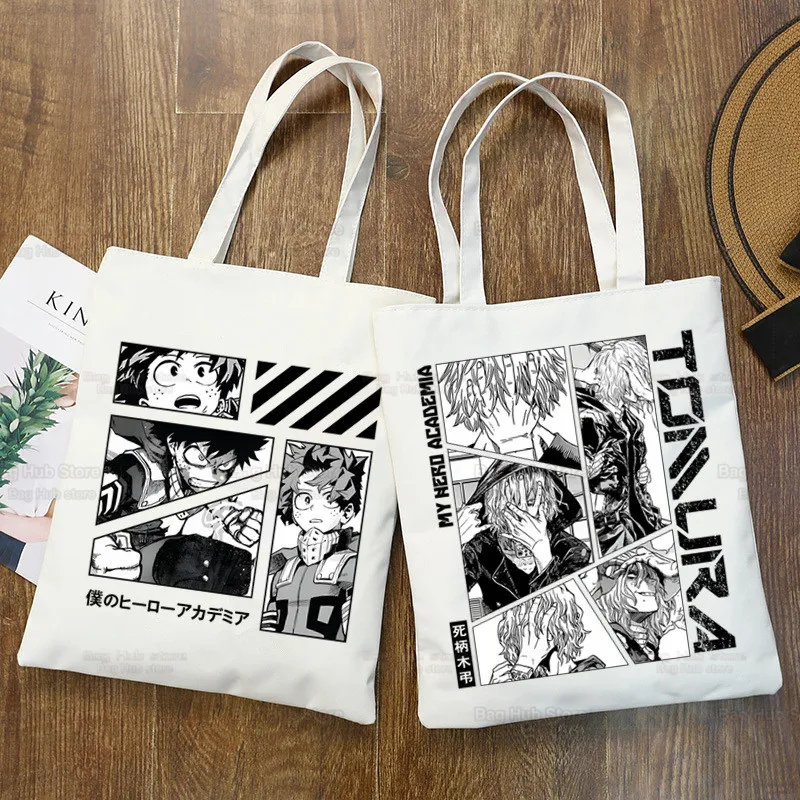 

Anime My Hero Academia Shoulder Bag Canvas Tote Eco Todoroki Bakugou Deku Shopping Bag Canvas Tote Bag Casual HandBag Daily Use