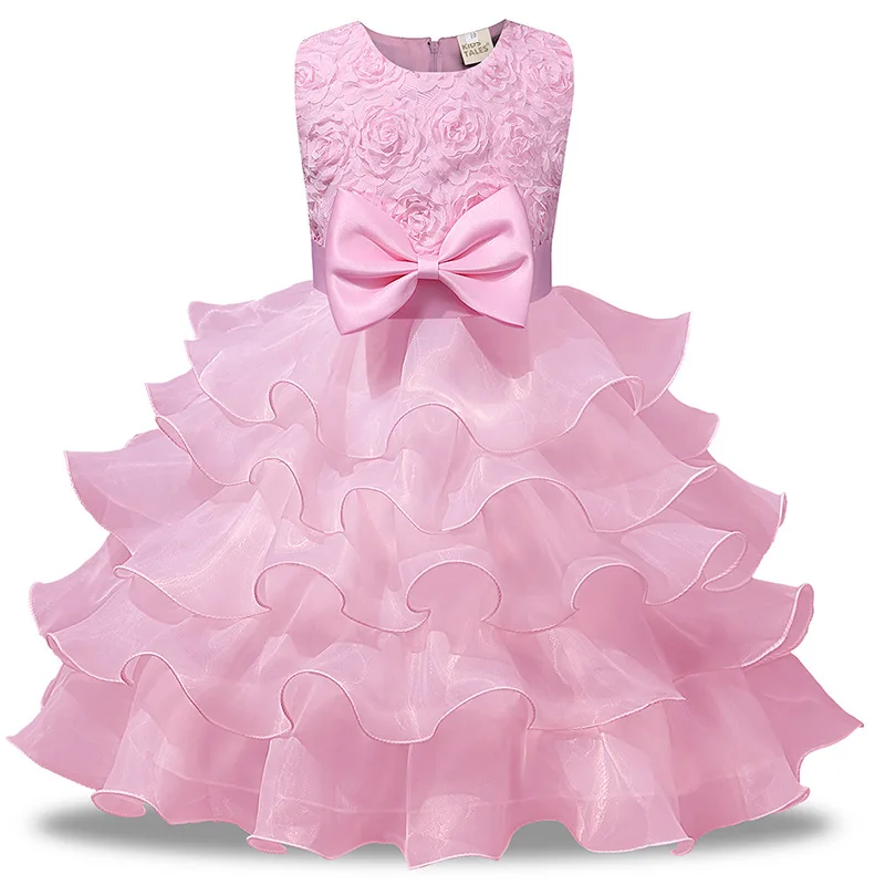 

Girls' Dress Foreign Trade Rose Mesh Puffy children's Dress