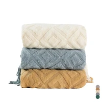 diamond shaped cashmere sofa blanket winter thickened knitted tassels blanket office nap jacquard blankets and throws