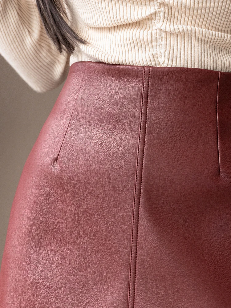 Винтажная юбка до колен из искусственной кожи с завышенной талией облегающая