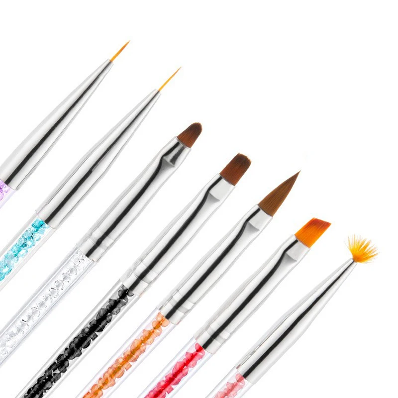 

1pcs Crystal Nail Art Brush Paintting Flower Line Pen Acrylic Gel Polish Nail Pencil Gradient Drawing Brushes Manicure Tools