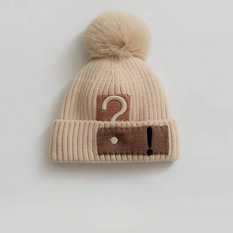 

Children's Hats Winter Cute Solid Color Cotton Knitted Woolen Hats Baby Boys Girls Outdoor Warm Ear Protection Head Cap 1-12y