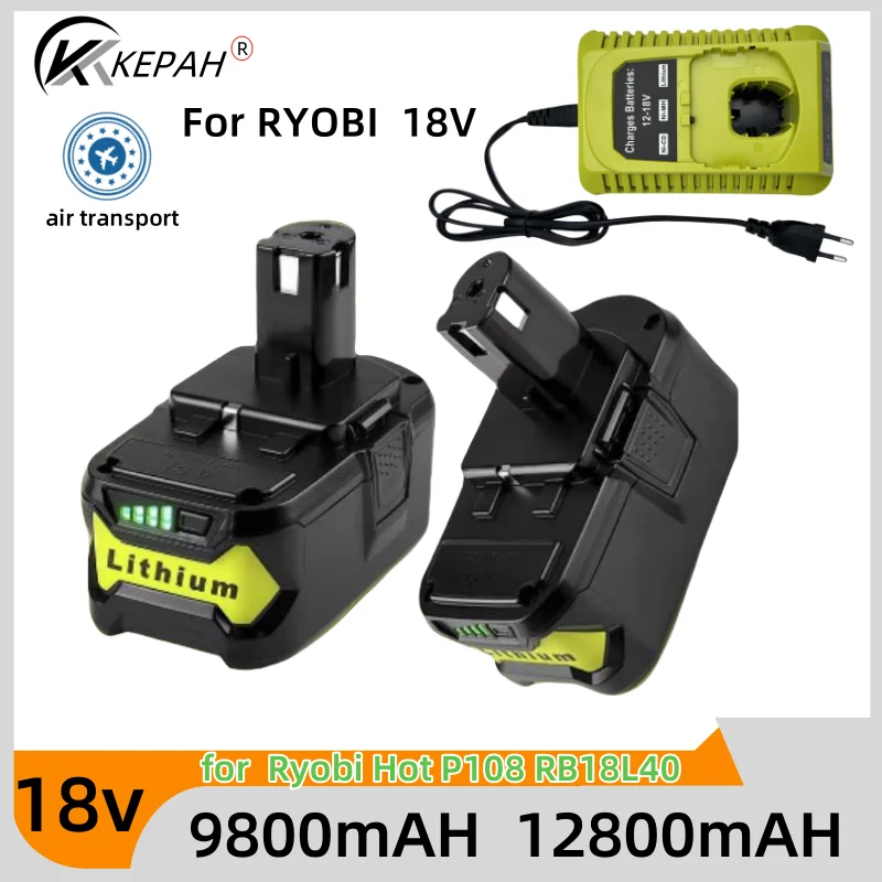 Литий-ионный аккумулятор 18 В 12800 Ач для RYOBI P108 One + Plus