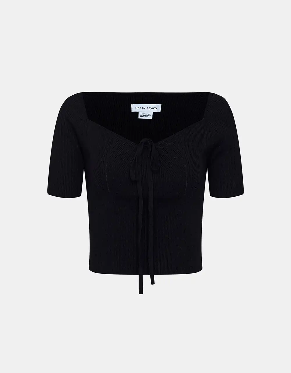 

Standard Sleeve Square-cut Collar Knitted T-Shirt