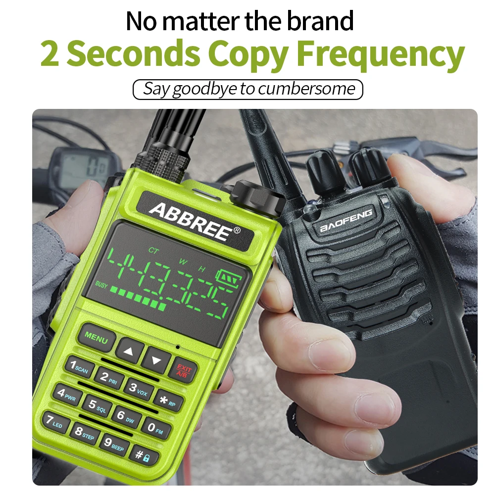 2022.ABBREE AR-518 108-660MHz Full Band Air Band 1.77in Large Screen Wireless Copy Frequency Type-C Charger Ham Radio Walkie