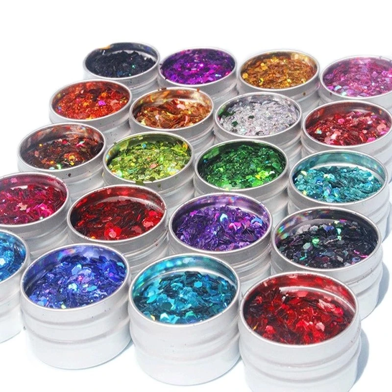 

1 Box Mix Size Heaxgon Shape Loose Glitter Powder ,Chunky Glitter For Makeup, Body Tattoos, Lips,Eye Shadow, Face,Nail Powder A8