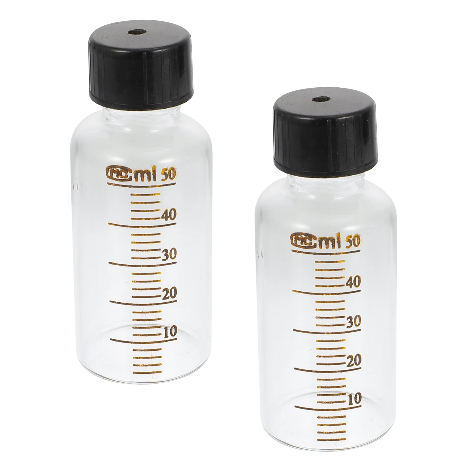 

2 Pcs 50m Anaerobic Bottle Round Glass Vial Lids Pads Liquid Laboratory Glass Bottles Thickened Glass Vials