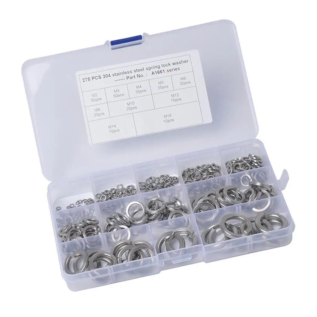 

304 Stainless Steel Spring Coil Washers，M4, M5, M6, M8, M10, M12, M14, M16