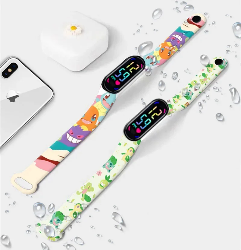 Детские водонепроницаемые часы с сенсорным экраном изображением покемона огня