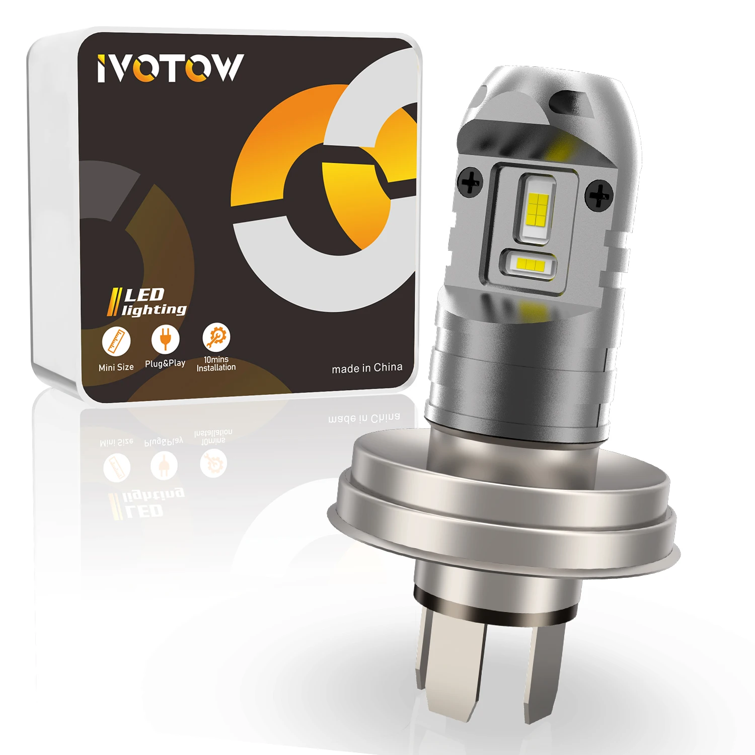 

Лампа для фар ivor2 P45T светодиодный, супер яркая белая лампа для фар мотоциклов, 12 В постоянного тока, с низким лучом света, с неполярностью