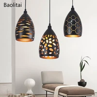 retro industry pendant light e27 iron hollow out black gold gourd creative restaurant store bar kitchen hanging wire lamp