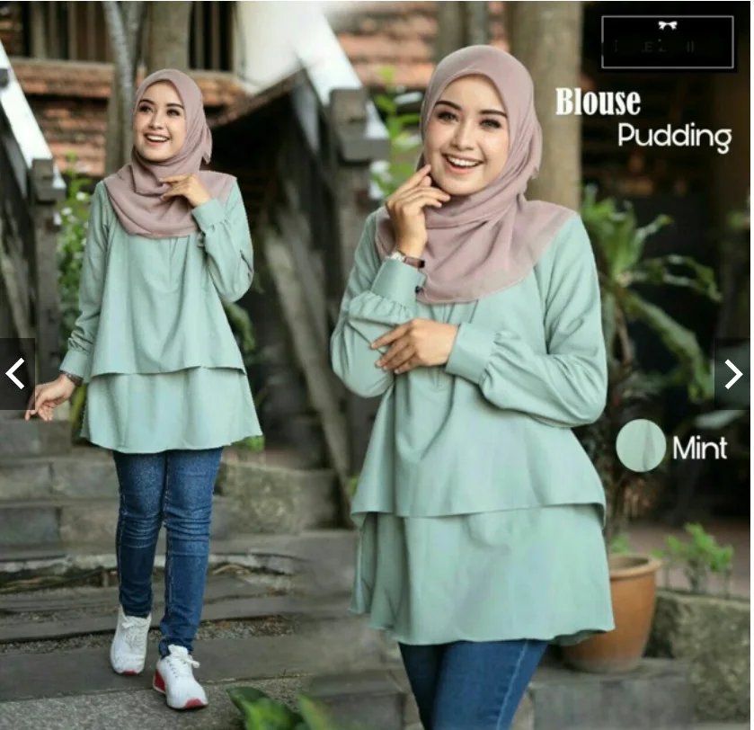 Muslim Casual Loose Tops For Women Malaysia Round Neck Solid Fake Two-Piece Style Blouse Islam Arab Turkey Long Sleeves Tunic