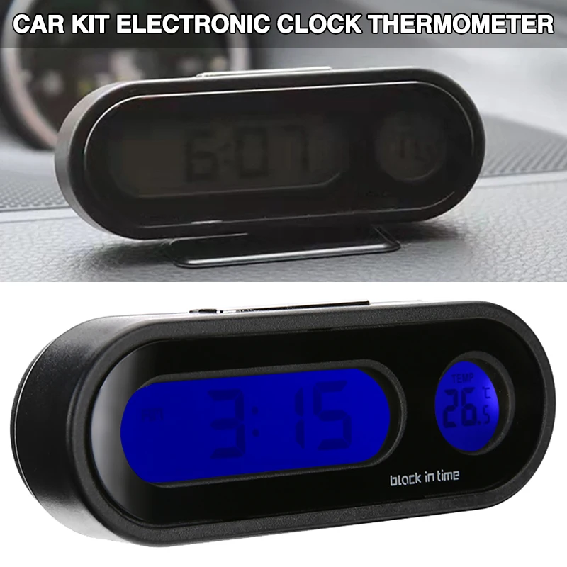 

Новинка, 1 шт., встроенный термометр, 2-в-1, многофункциональные Автомобильные светодиодные часы с цифровым дисплеем высокой яркости