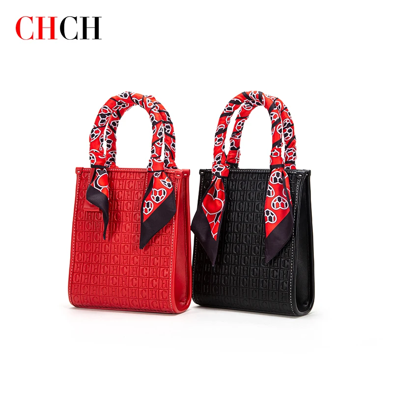 CHCH Ladies Handbags Genuine Cowhide Ribbon Luxury Flap Casual Square Solid Color Fashion Chain Versatile Messenger Bags Women