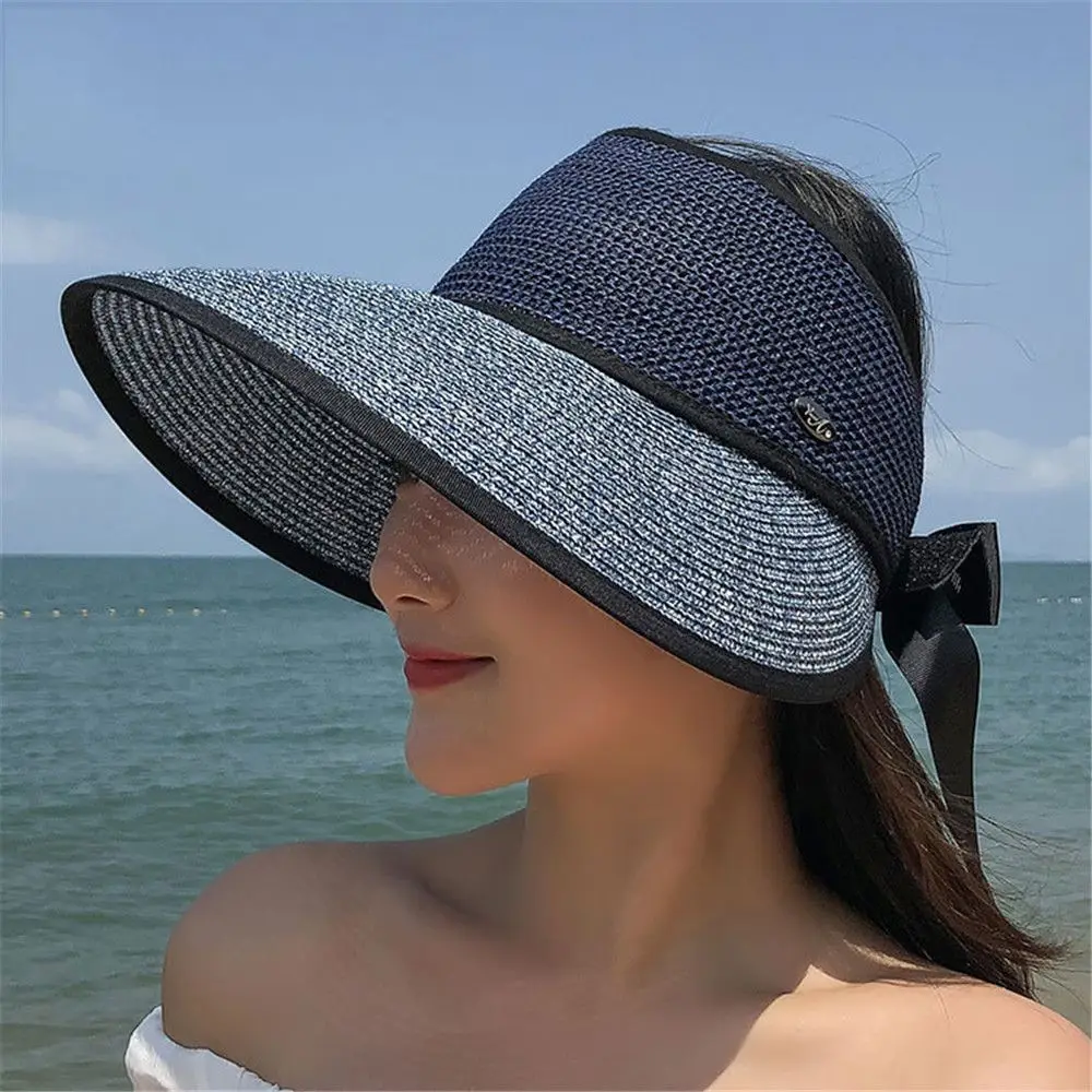

Summer Empty Top Uv Protection Adjustable Sun Visors Straw Hat Sun Hat Beach Cap