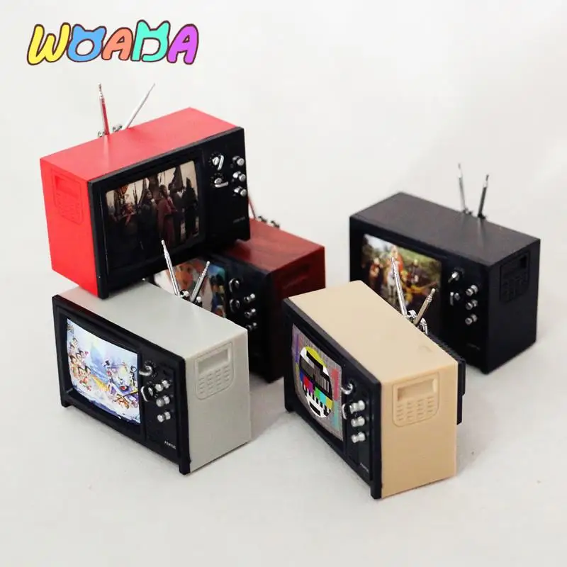 

1Pc 1:12 Dollhouse Miniature Television Vintage TV With Picture House Furniture Model Decor Toy Accessories