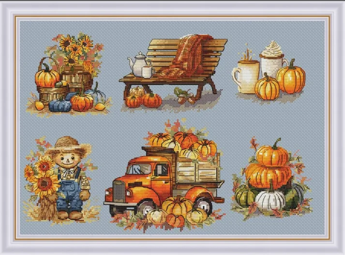 Красивая осень 44-34 DIY игольная работа Набор для вышивки крестом 28ct 14ct 32ct Металлик