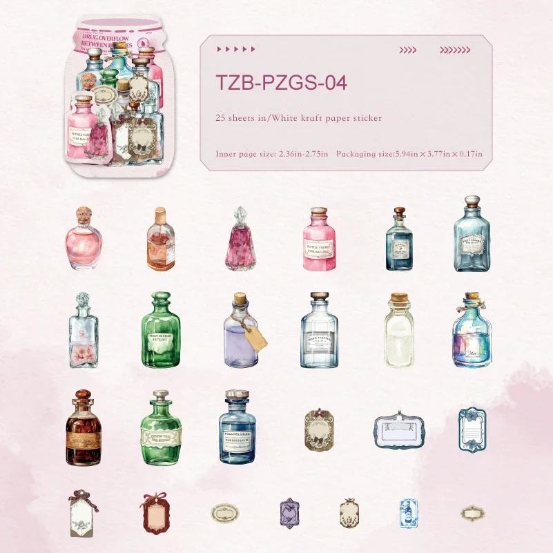 

Набор стикеров JIANWU Bottle Story Series для скрапбукинга